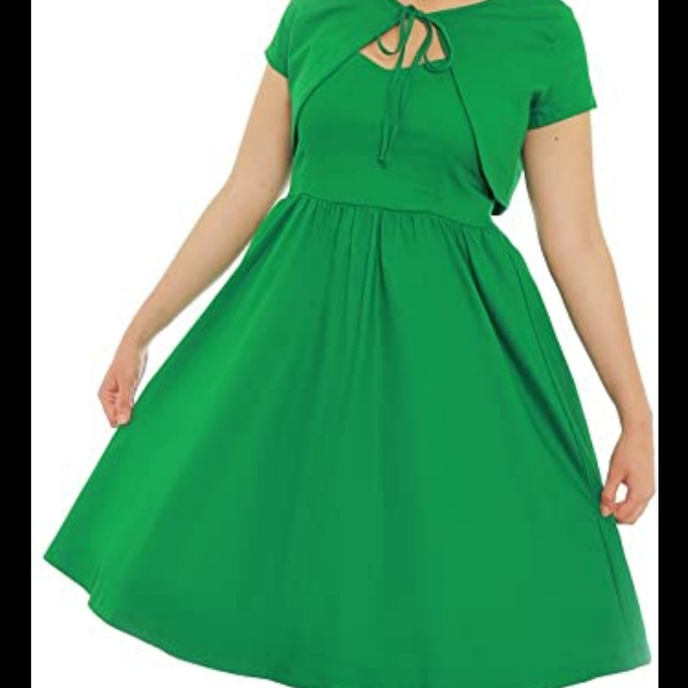 Pinup Lindy Bop Green Dress & Bolero Plus Size